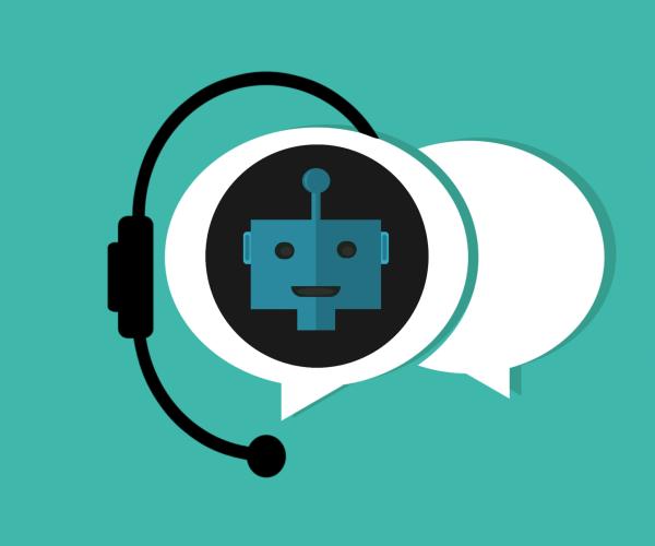 generic flat chatbot assistant icon on a teal background