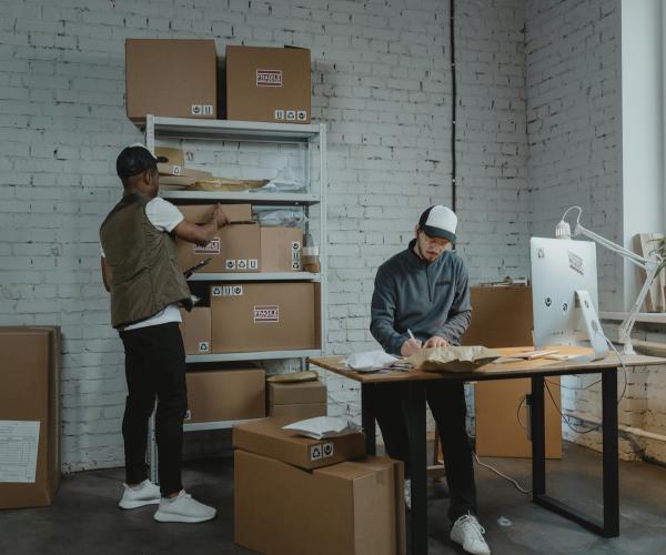 Two men working