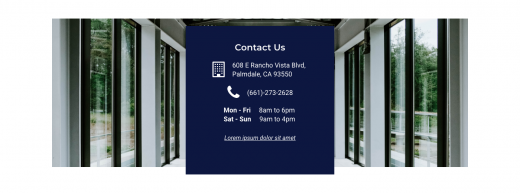 Palmdale Glass' custom contact us call-to-action block.