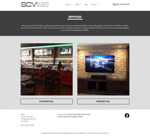 Services page for SCV Audio Video.
