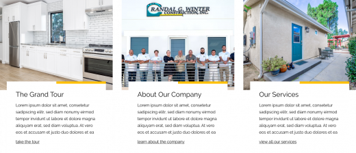 Randal Winter Construction website page "about"