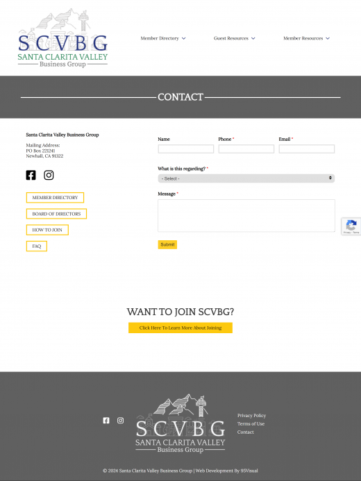 scvbg contact page screenshot
