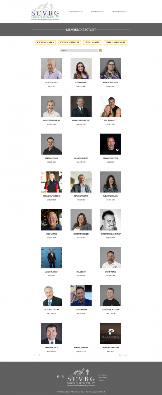 scvbg full size member directory page screenshot