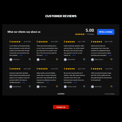 Exclusive Image Paint and Body reviews and review system.