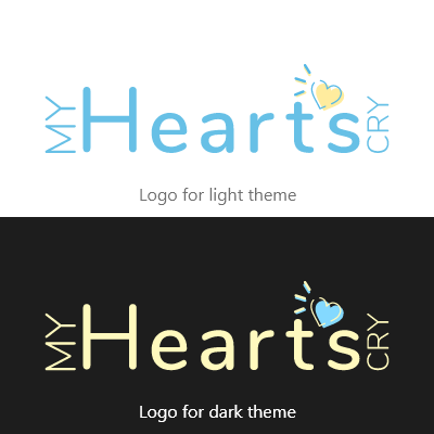 My Heart's Cry logo variants showcase for light and dark theme.