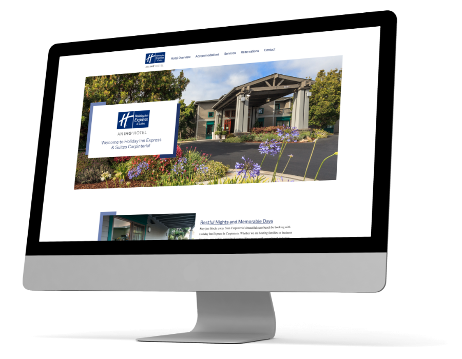 Holiday Inn Express & Suites Carpinteria's first fold of their homepage.