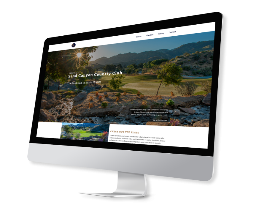 Sand Canyon Country Club's first fold of their website.