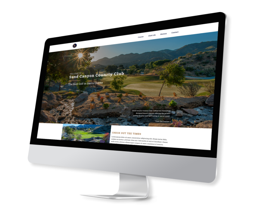 Sand Canyon Country Club's first fold of their website.