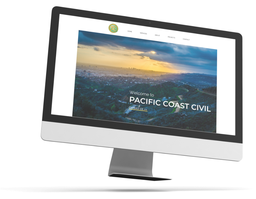 Pacific Coast Civil's first fold of their homepage.