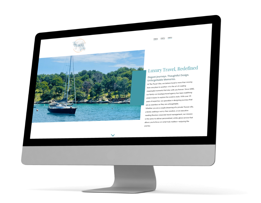 The Travel Vibe's homepage in a mac.