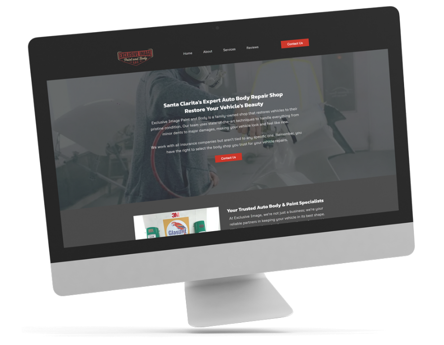 Homepage showcase of Exclusive Image Paint and Body's website.