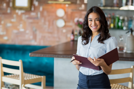 Hostess ready to greet customers