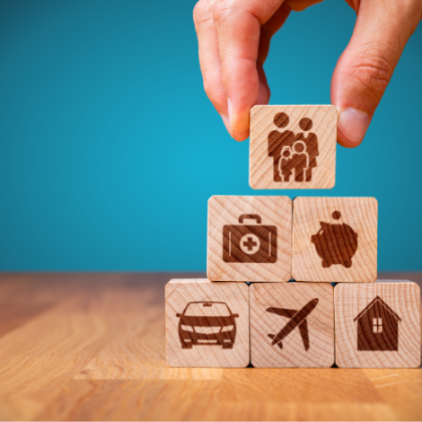 Stock photo of blocks with icons.