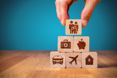 Stock photo of blocks with icons.