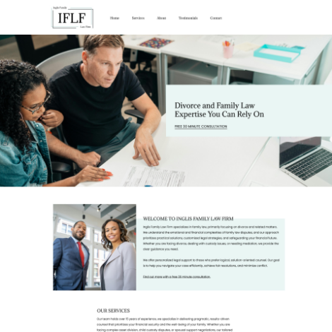 Inglis Family Law Firm website homepage design showcase