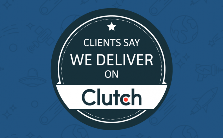 graphic that says "clients say we deliver on clutch"