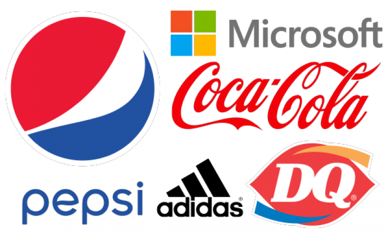 a collage of logos including pepsi, microsoft, coca cola, dairy queen, and adidas