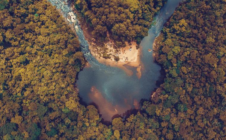 bird's eye view of a waterfall