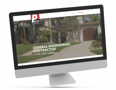 Prieto Engineering's first fold of their homepage.