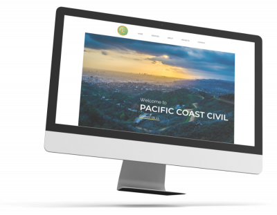 Pacific Coast Civil's first fold of their homepage.