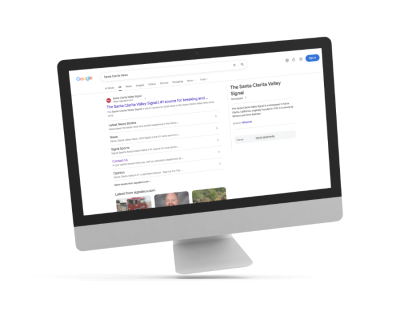 Google search for Santa Clarita news that shows the top listing of The Signal SCV that 95Visual worked with for their Search Engine Optimization.